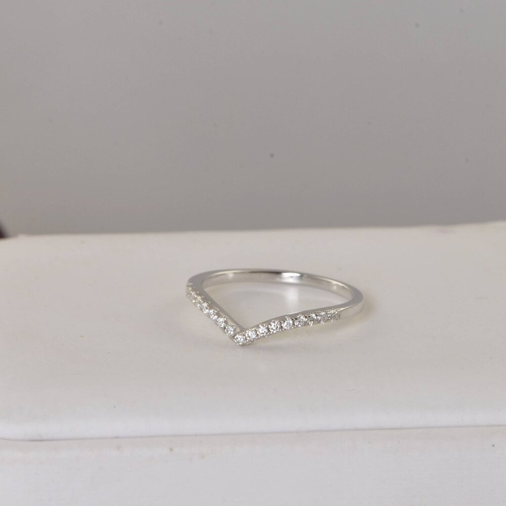 Certified V Band Moissanite Ring Half Eternity Ring - Picture 5 of 8